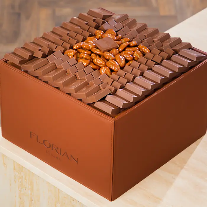 Brown Leather Square Chocolate Box
